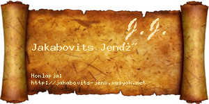 Jakabovits Jenő névjegykártya